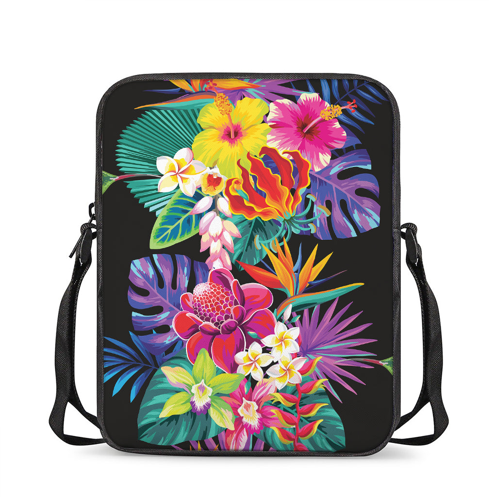 Tropical Hummingbird Print Rectangular Crossbody Bag