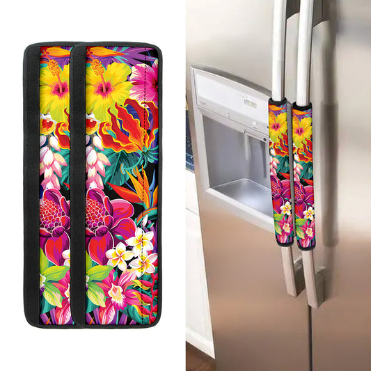 Tropical Hummingbird Print Refrigerator Handle Covers