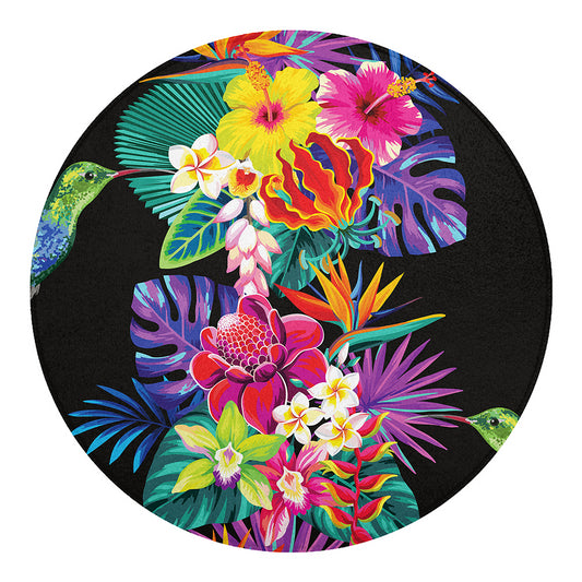 Tropical Hummingbird Print Round Blanket