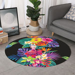 Tropical Hummingbird Print Round Rug