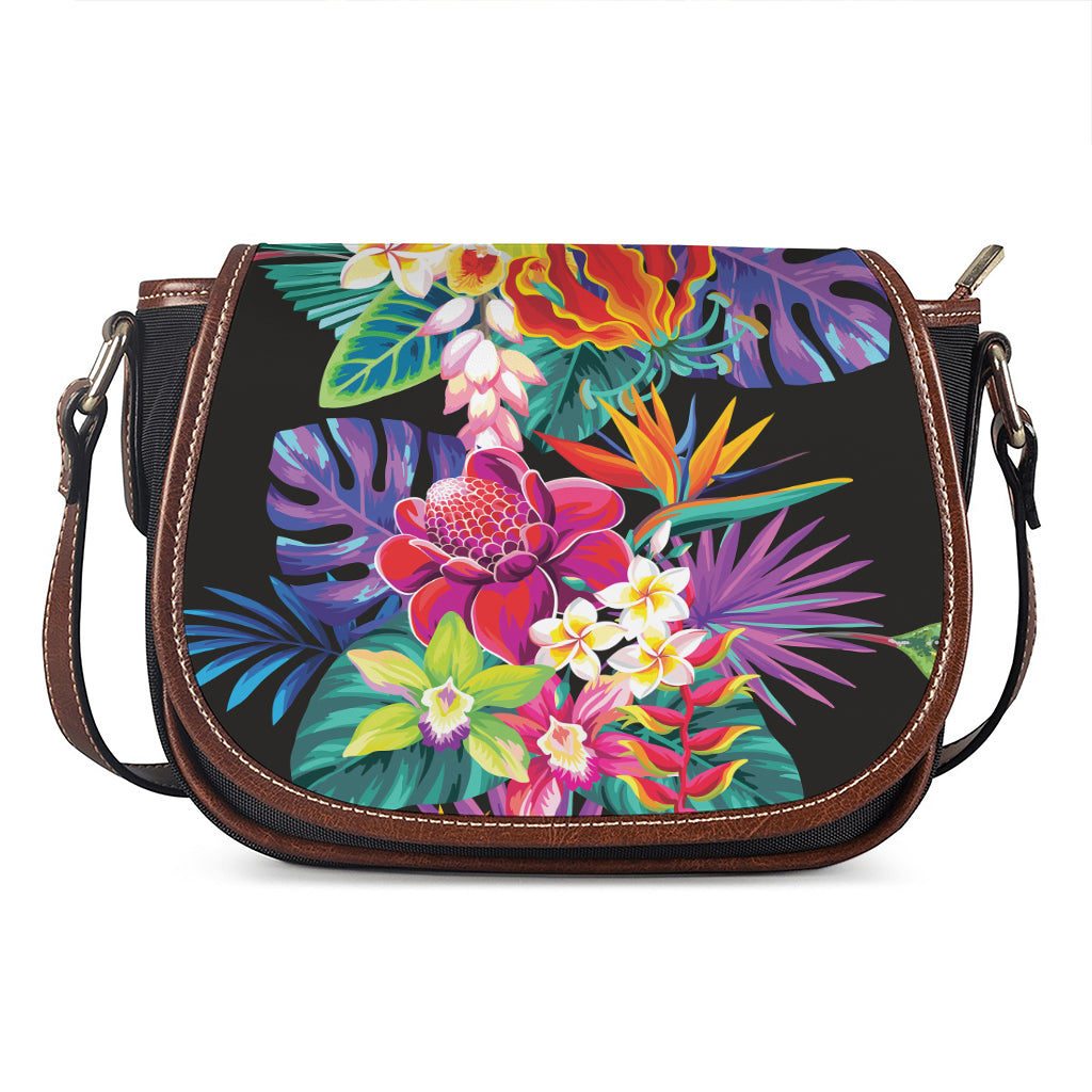 Tropical Hummingbird Print Saddle Bag