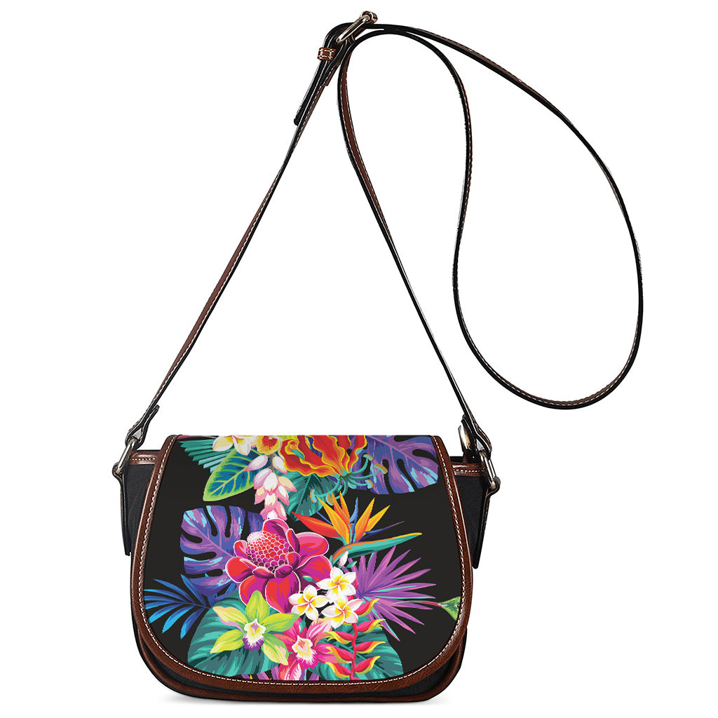 Tropical Hummingbird Print Saddle Bag