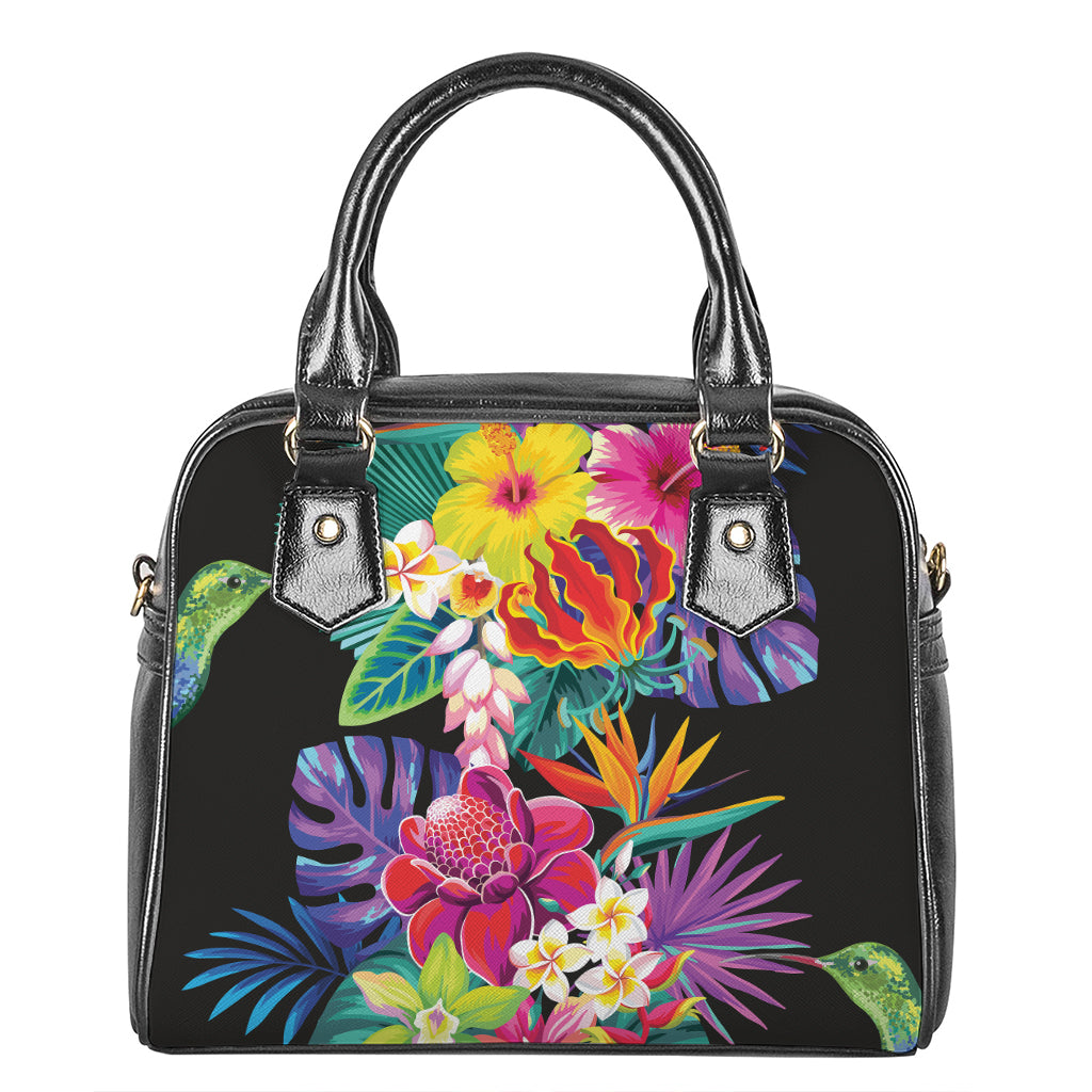 Tropical Hummingbird Print Shoulder Handbag