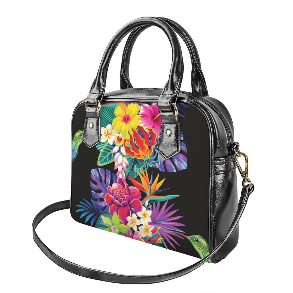 Tropical Hummingbird Print Shoulder Handbag