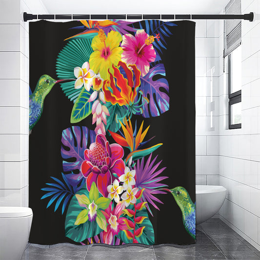 Tropical Hummingbird Print Shower Curtain