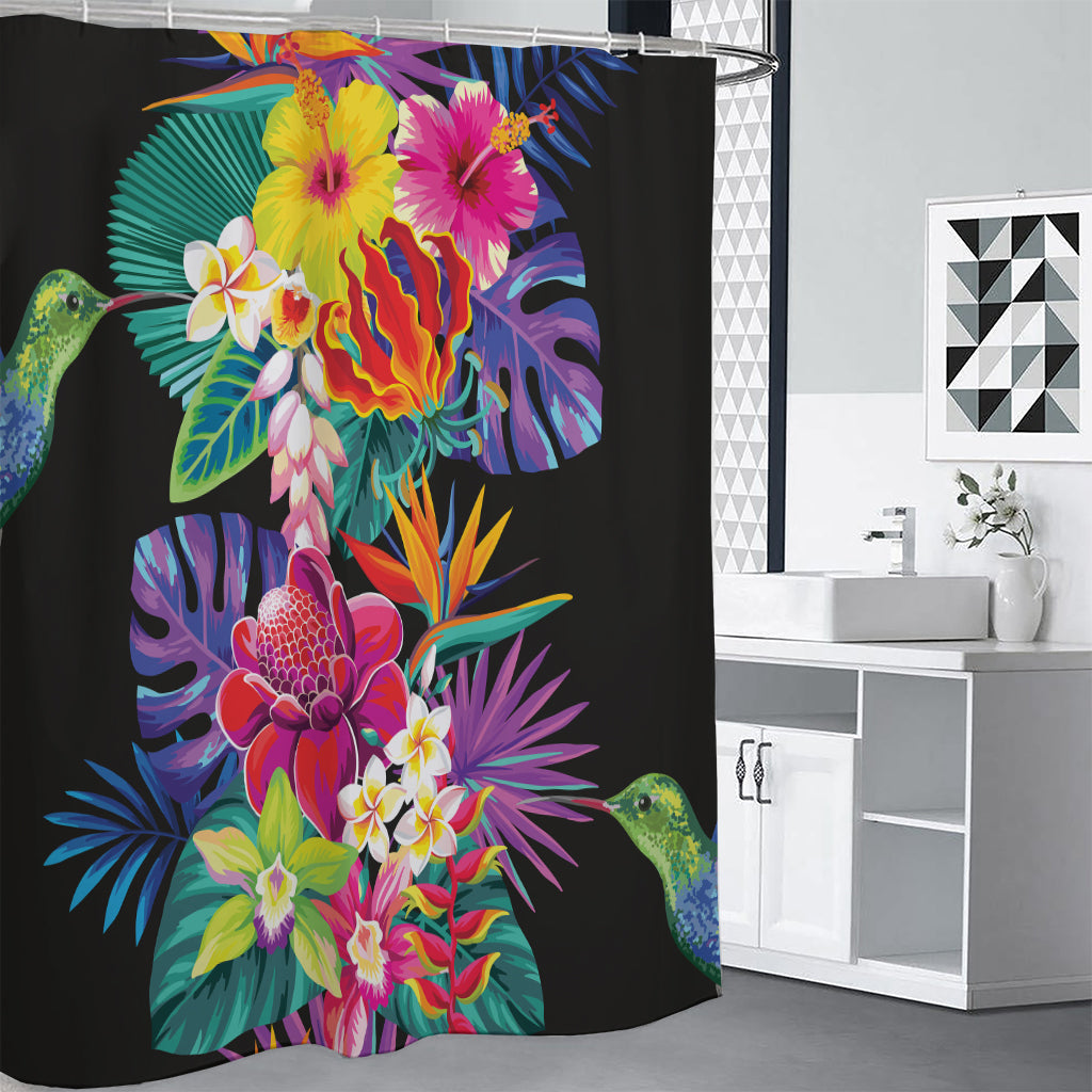 Tropical Hummingbird Print Shower Curtain