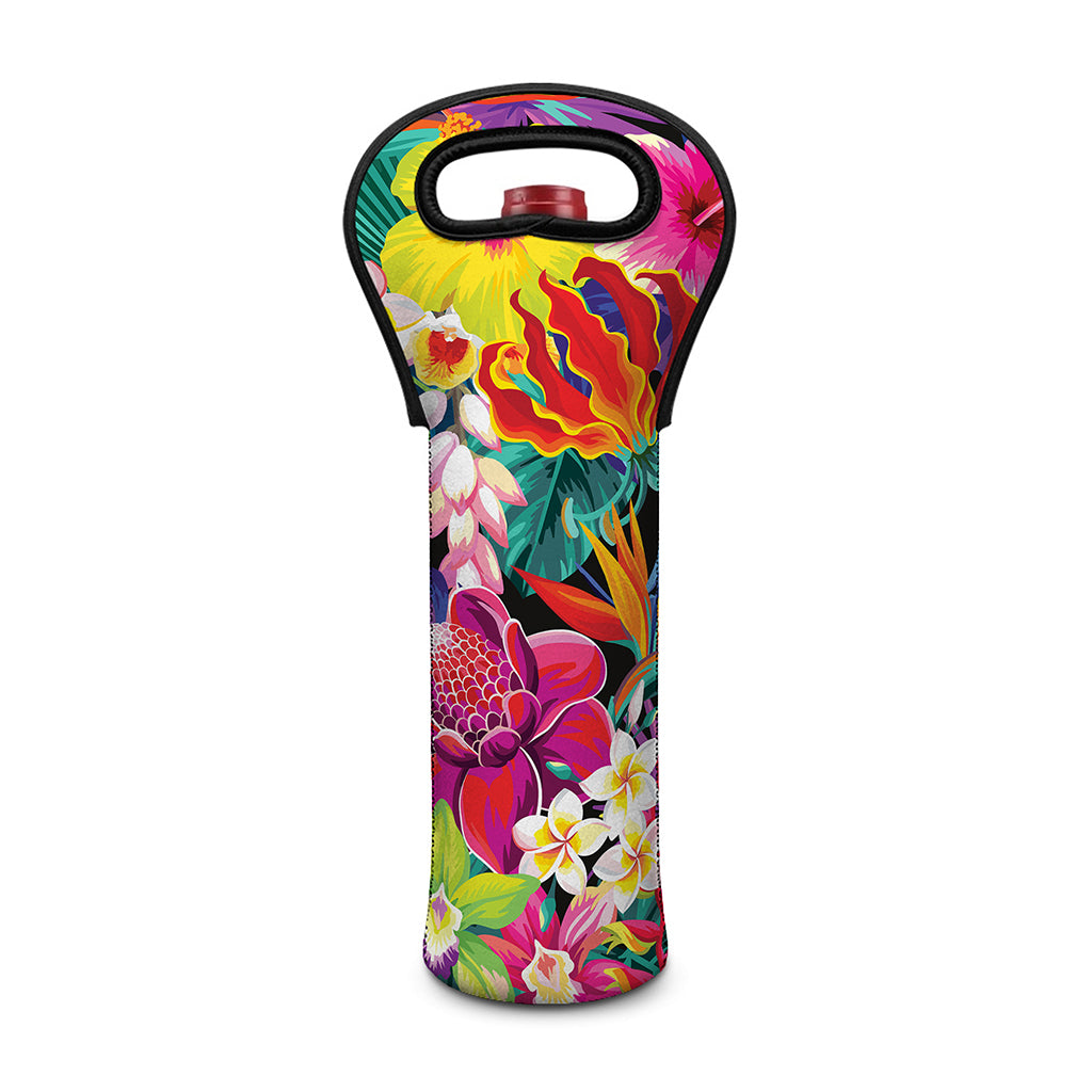 Tropical Hummingbird Print Single Neoprene Wine Tote