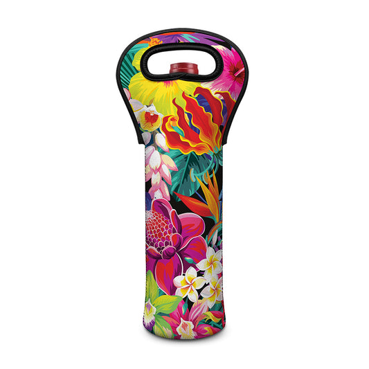 Tropical Hummingbird Print Single Neoprene Wine Tote