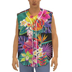 Tropical Hummingbird Print Sleeveless Baseball Jersey