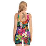 Tropical Hummingbird Print Sleeveless One Piece Swimsuit