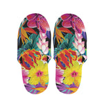 Tropical Hummingbird Print Slippers