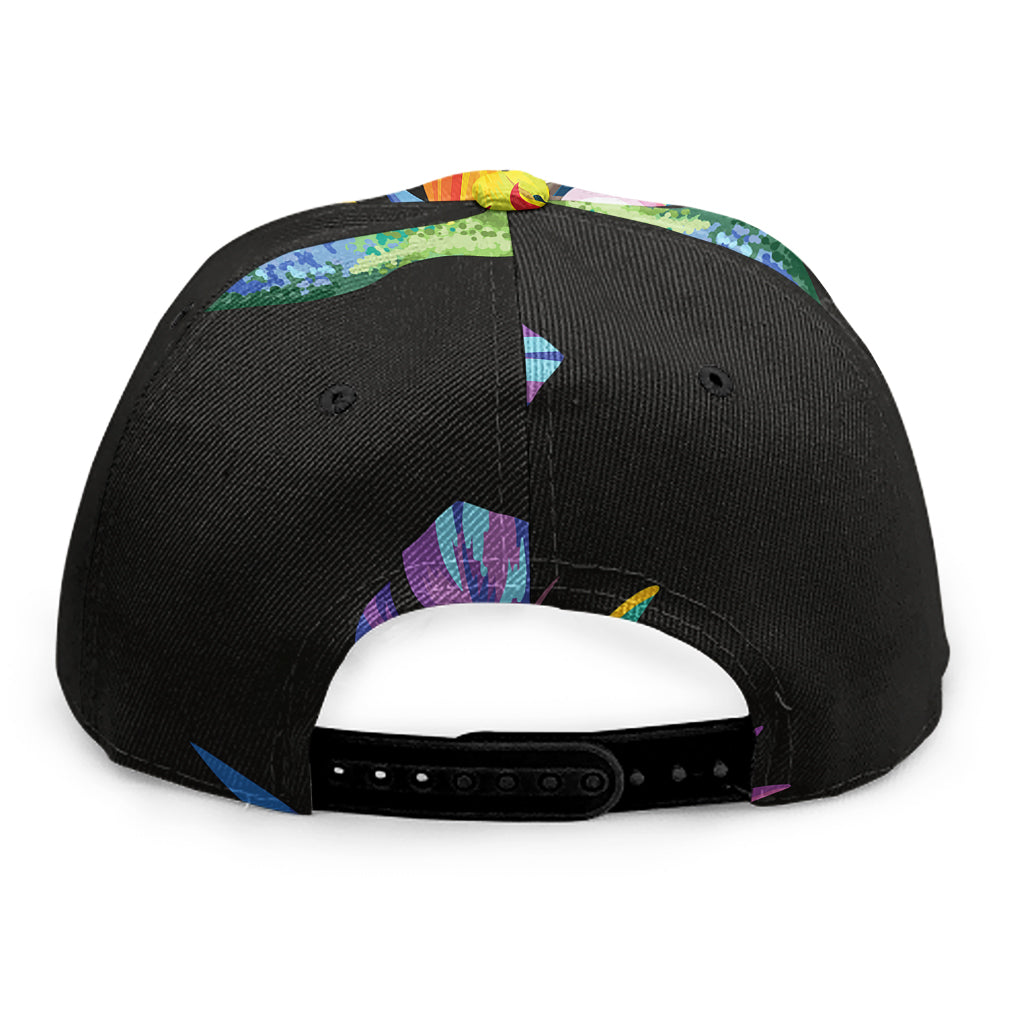 Tropical Hummingbird Print Snapback Cap