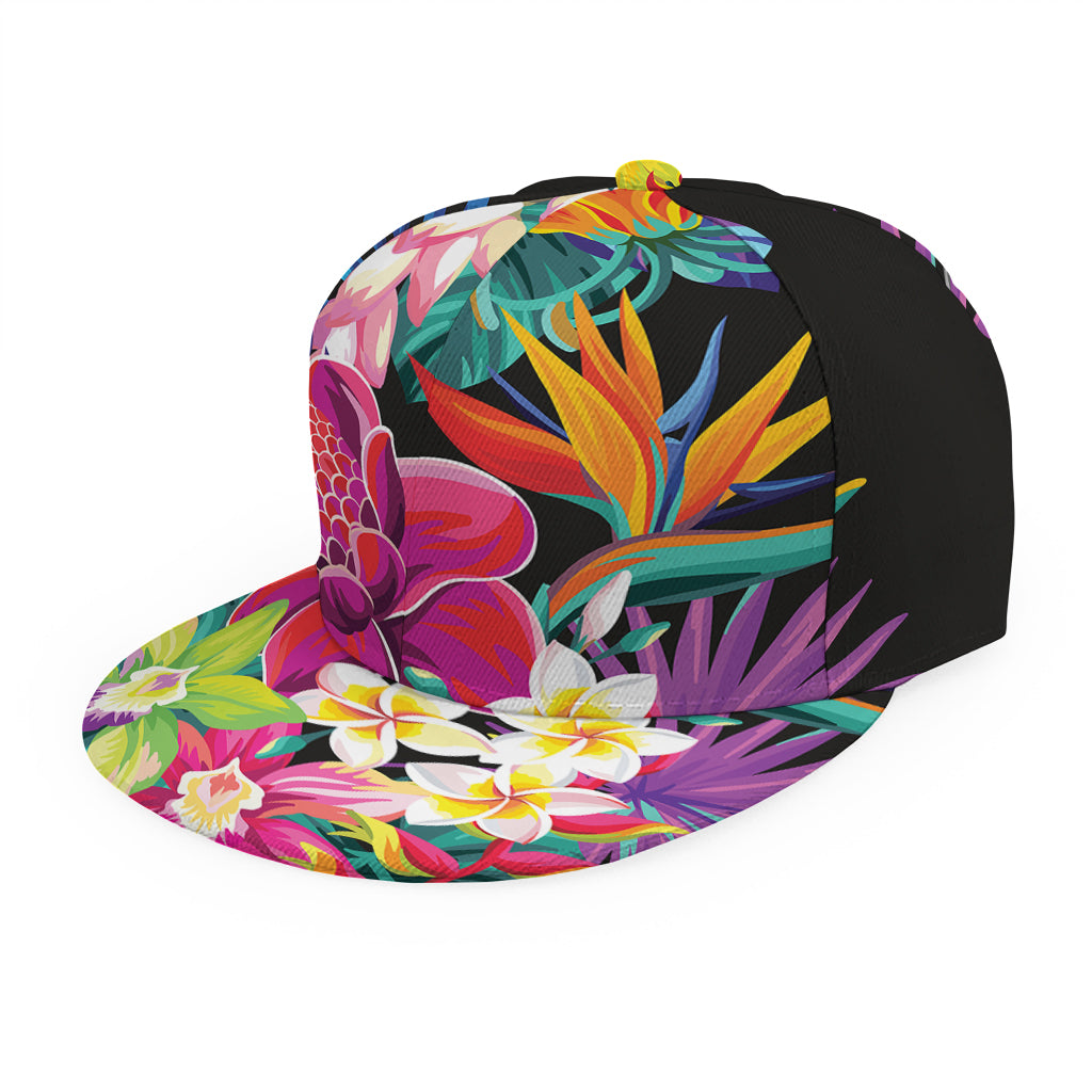 Tropical Hummingbird Print Snapback Cap