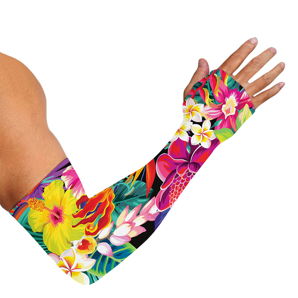 Tropical Hummingbird Print Sun Protection Arm Sleeves