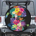 Tropical Hummingbird Print Tire Cover With Camera Hole