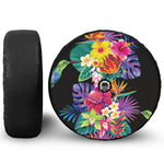 Tropical Hummingbird Print Tire Cover With Camera Hole