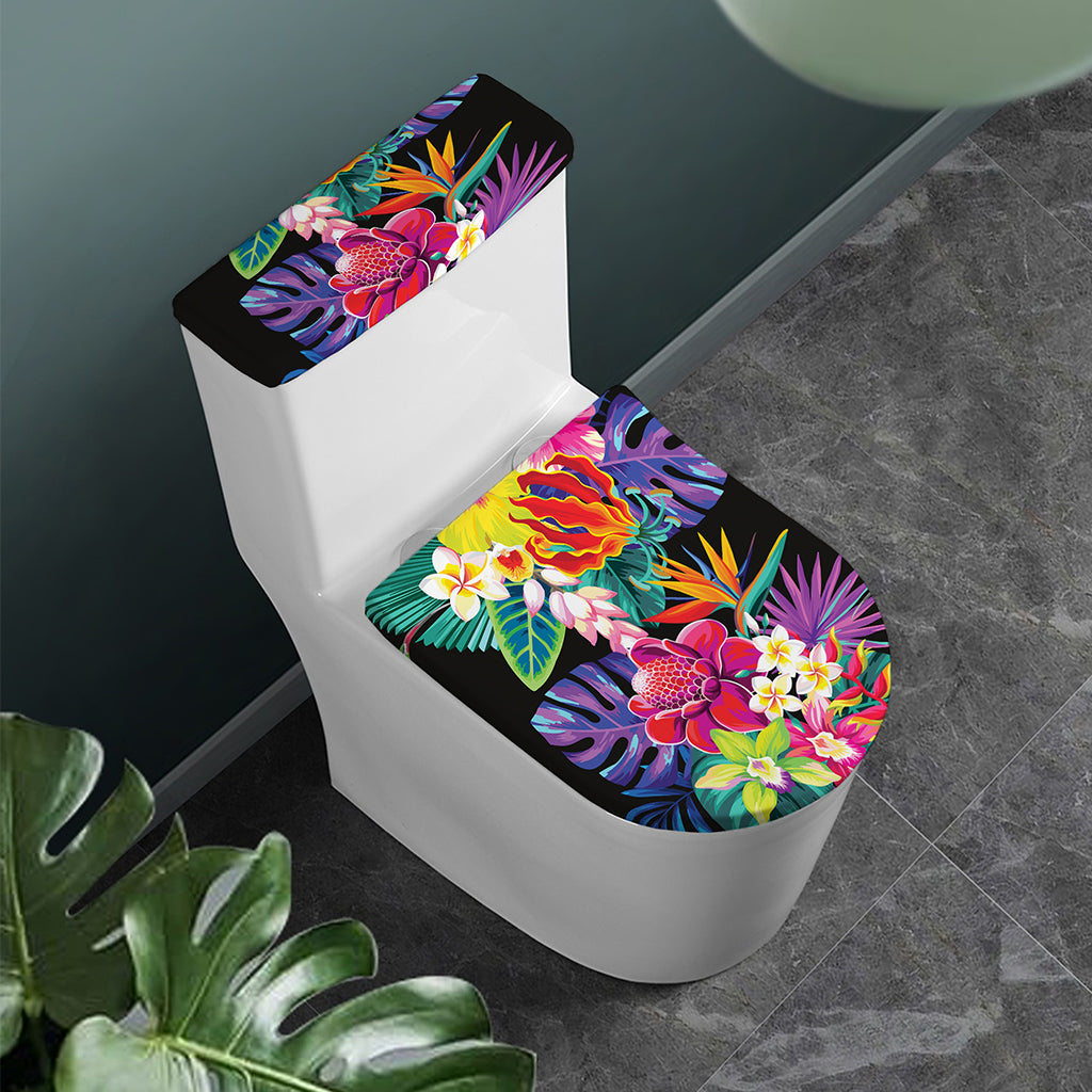 Tropical Hummingbird Print Toilet Lid And Tank Cover Set