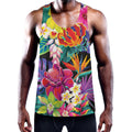 Tropical Hummingbird Print Men's Workout Tank Top