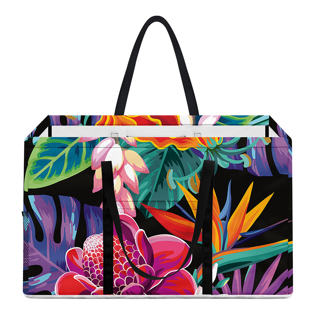 Tropical Hummingbird Print Utility Tote Bag