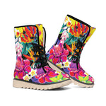 Tropical Hummingbird Print Winter Boots