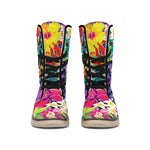 Tropical Hummingbird Print Winter Boots