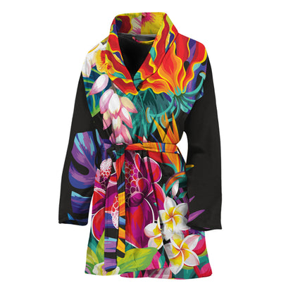 Tropical Hummingbird Print Women's Bathrobe