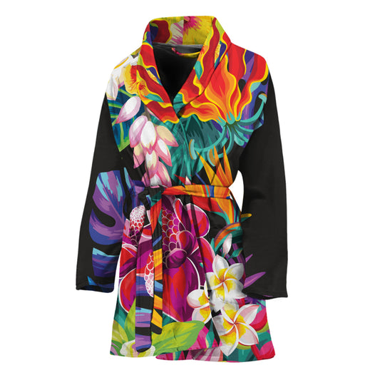 Tropical Hummingbird Print Women's Bathrobe