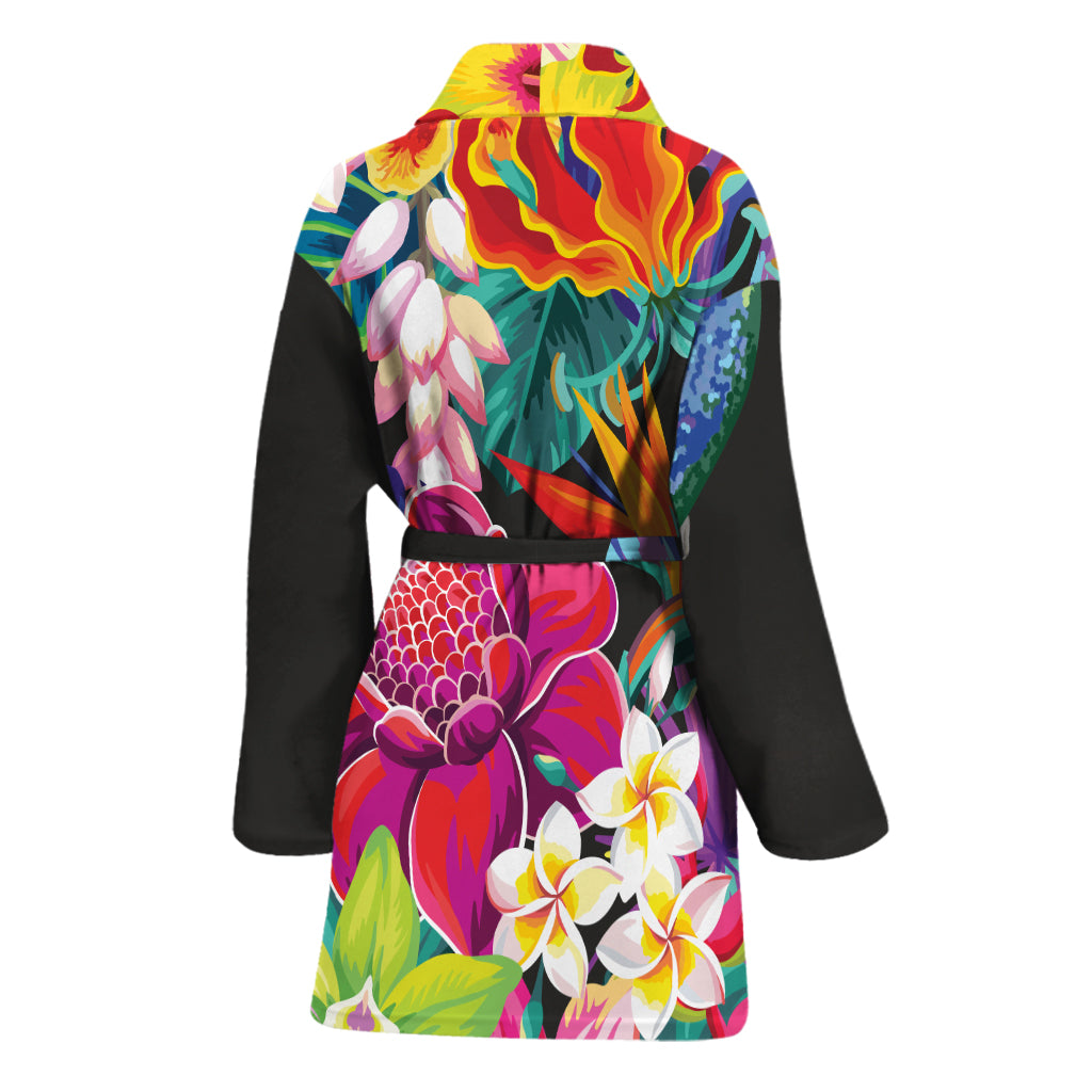 Tropical Hummingbird Print Women's Bathrobe