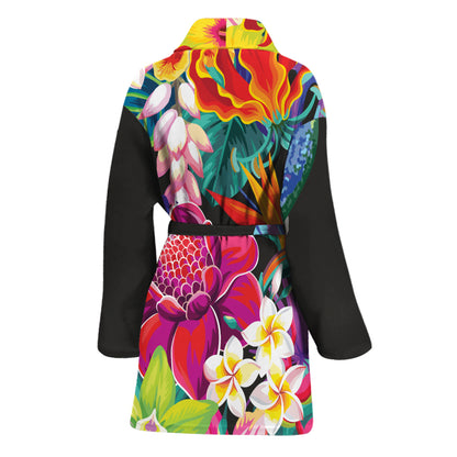 Tropical Hummingbird Print Women's Bathrobe