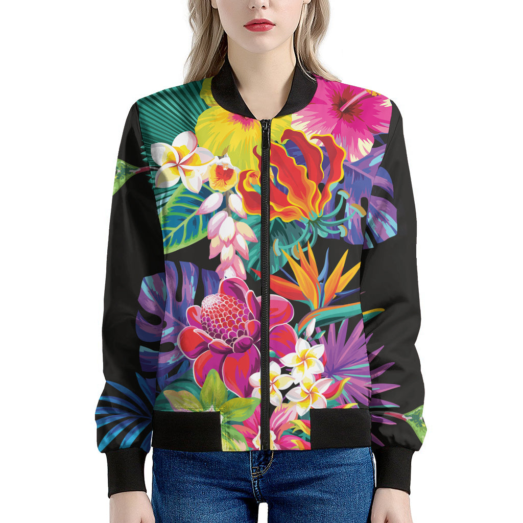 Tropical Hummingbird Print Women's Bomber Jacket