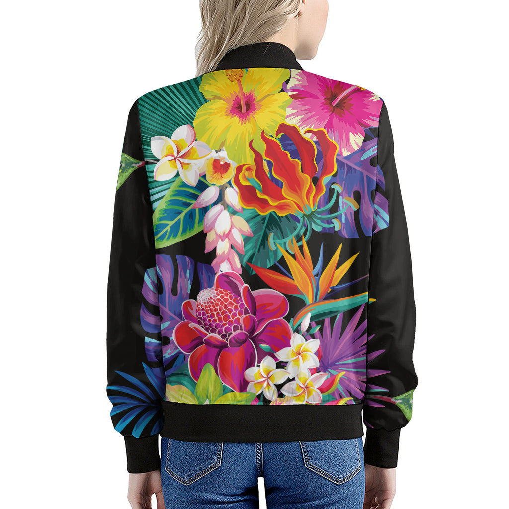 Tropical Hummingbird Print Women's Bomber Jacket