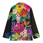 Tropical Hummingbird Print Women's Cotton Blazer