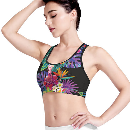 Tropical Hummingbird Print Women's Sports Bra