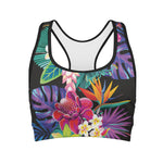Tropical Hummingbird Print Women's Sports Bra