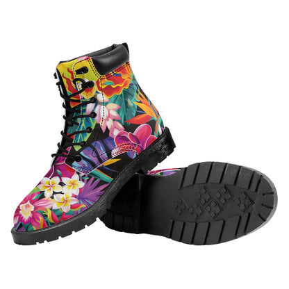 Tropical Hummingbird Print Work Boots