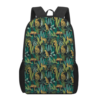 Tropical Jaguar Pattern Print 17 Inch Backpack