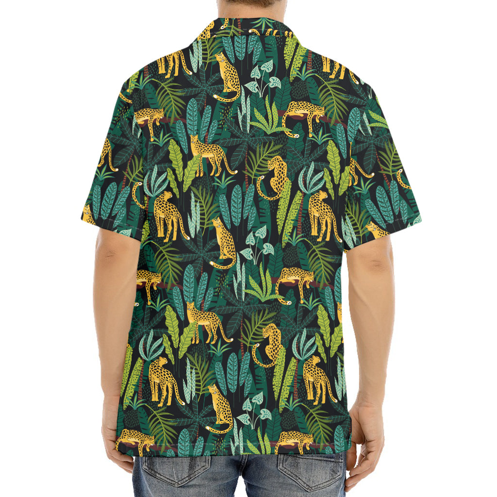 Tropical Jaguar Pattern Print Aloha Shirt