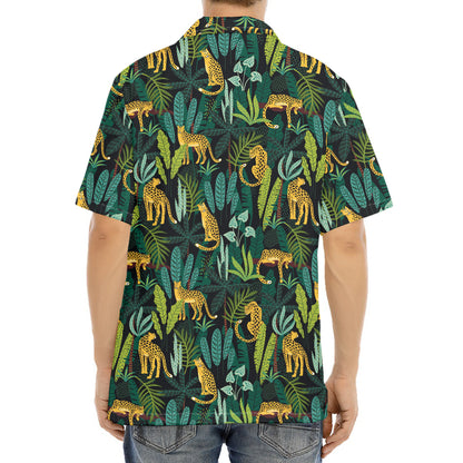 Tropical Jaguar Pattern Print Aloha Shirt