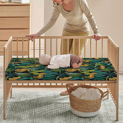Tropical Jaguar Pattern Print Baby Crib Sheet