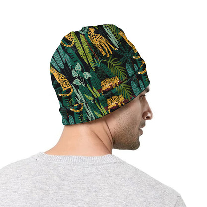 Tropical Jaguar Pattern Print Beanie