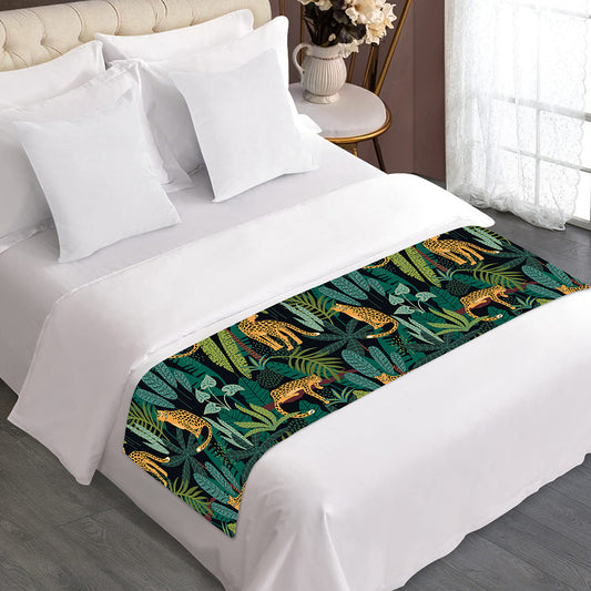 Tropical Jaguar Pattern Print Bed Runner