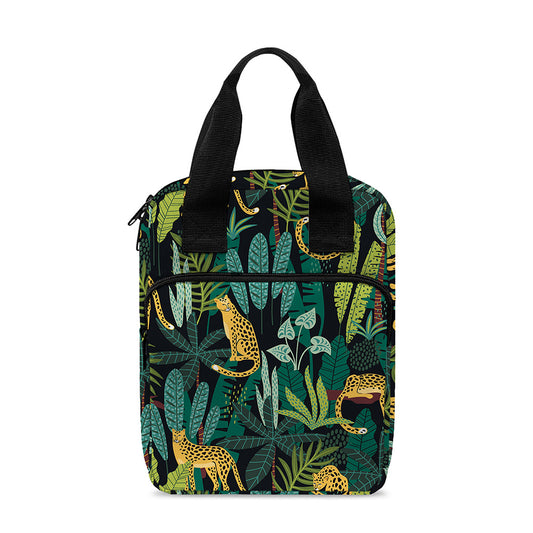 Tropical Jaguar Pattern Print Bible Tote Bag