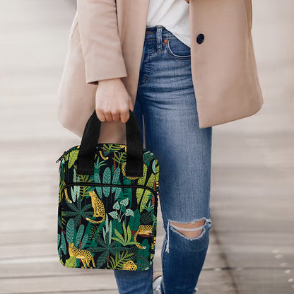 Tropical Jaguar Pattern Print Bible Tote Bag