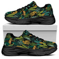 Tropical Jaguar Pattern Print Black Chunky Shoes