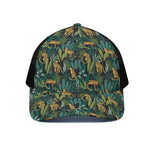 Tropical Jaguar Pattern Print Black Mesh Trucker Cap