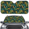 Tropical Jaguar Pattern Print Car Windshield Sun Shade