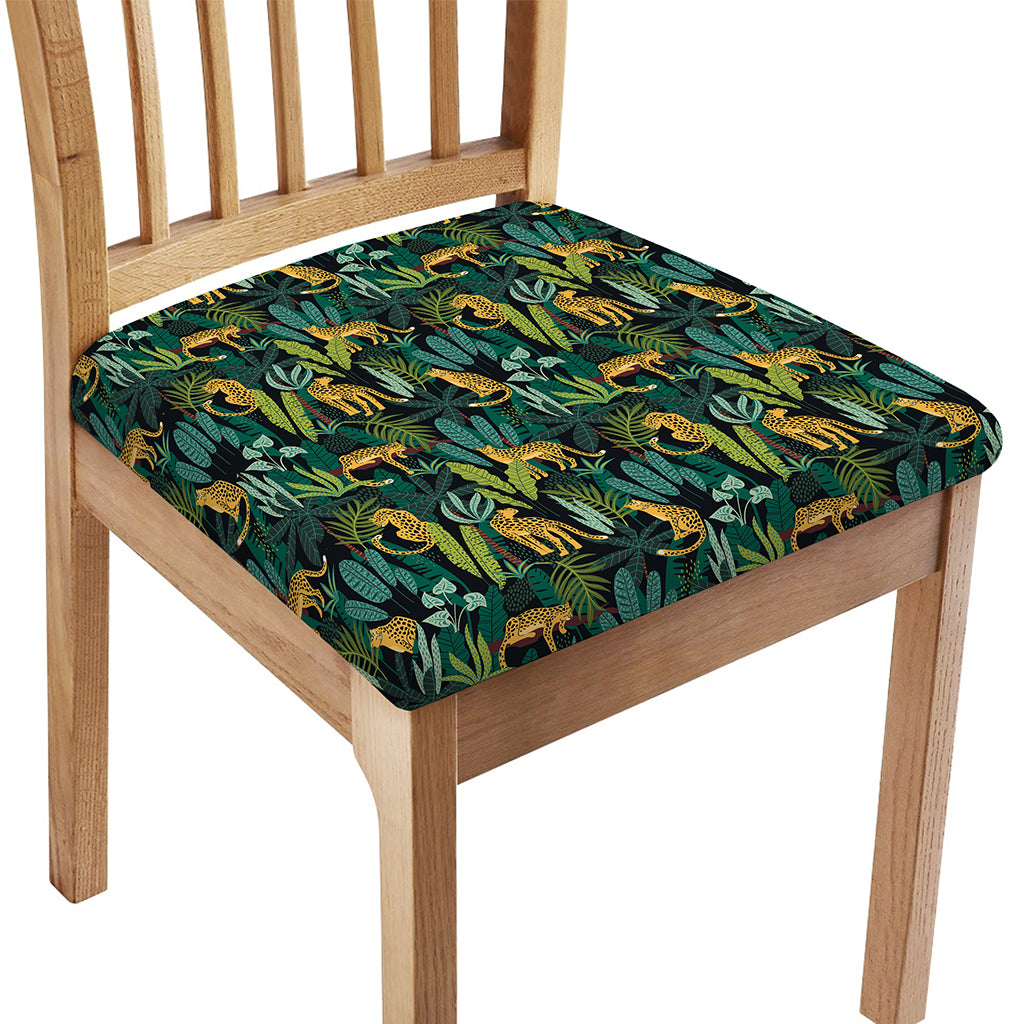Tropical Jaguar Pattern Print Chair Cushion Cover