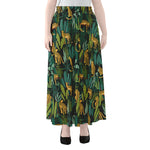 Tropical Jaguar Pattern Print Chiffon Maxi Skirt