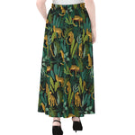 Tropical Jaguar Pattern Print Chiffon Maxi Skirt