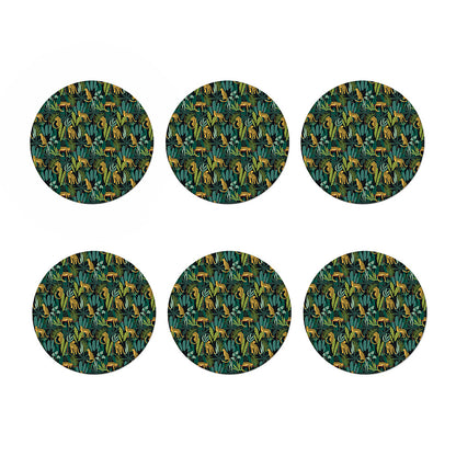 Tropical Jaguar Pattern Print Coaster Set